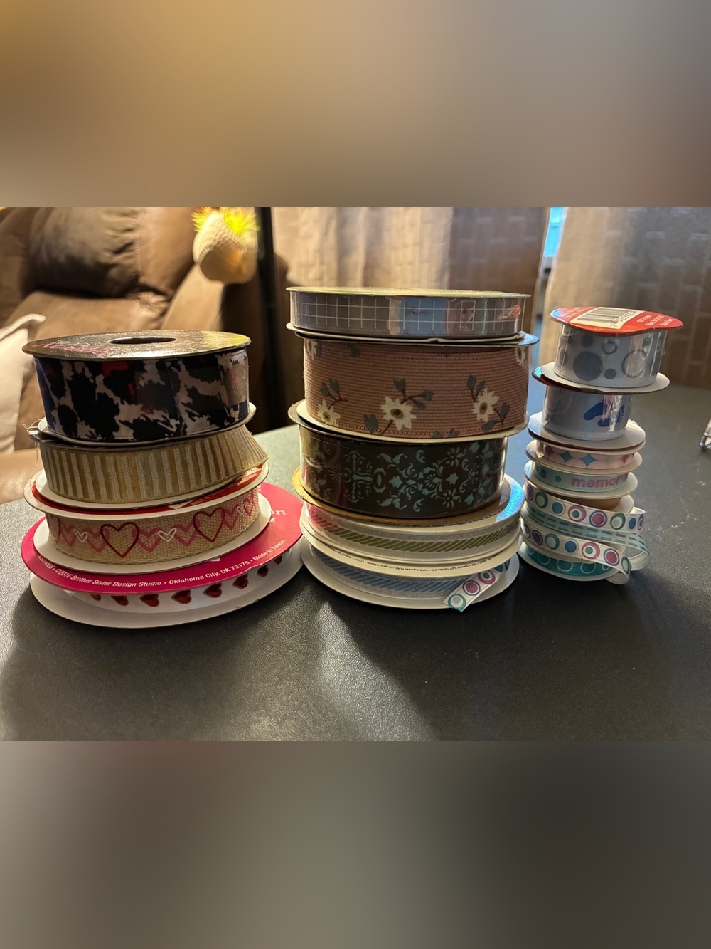Assorted Decorative Craft Ribbon Bundle in Brown, Pink, Blue